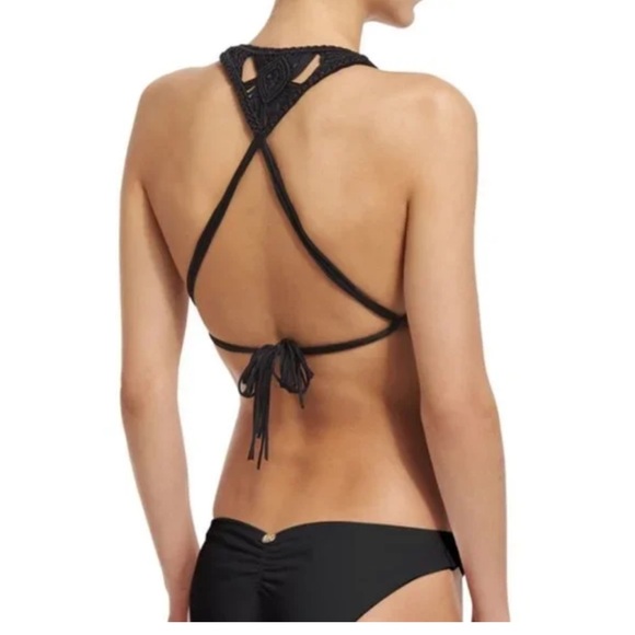 ViX Paula Hermanny MACRAMÉ FRINGE TIES BIKINI Set in Black small - Picture 3 of 16